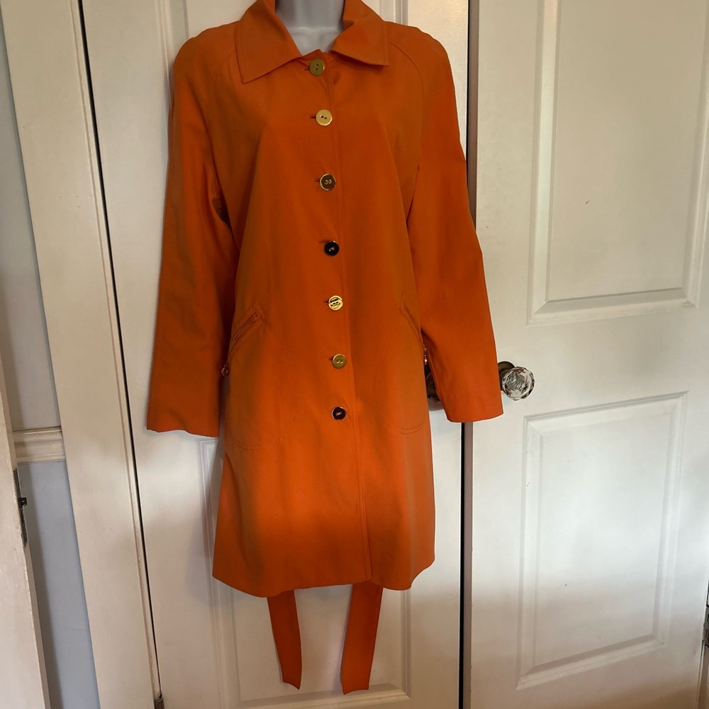 Elegant Orange Women's Trench Coat